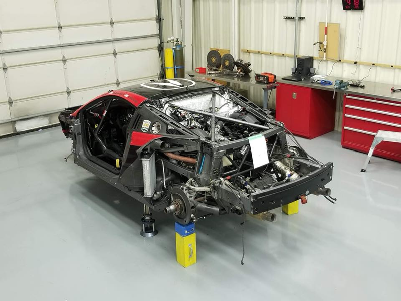 The full teardown state of the car before they move on to Sebring next. Photo credit: HART